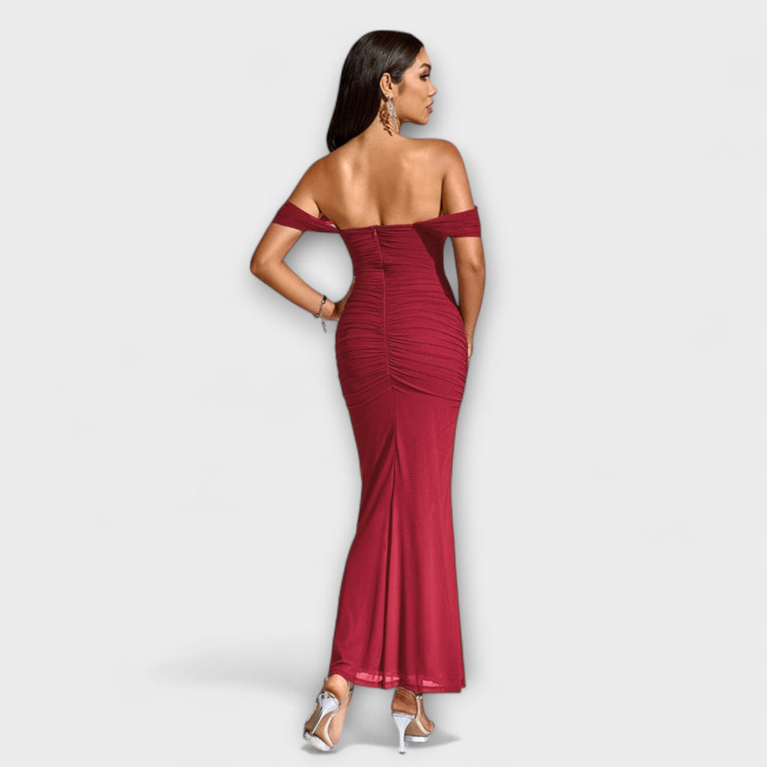 Helene - Brun Bar Shoulder Tettsittende Kjole