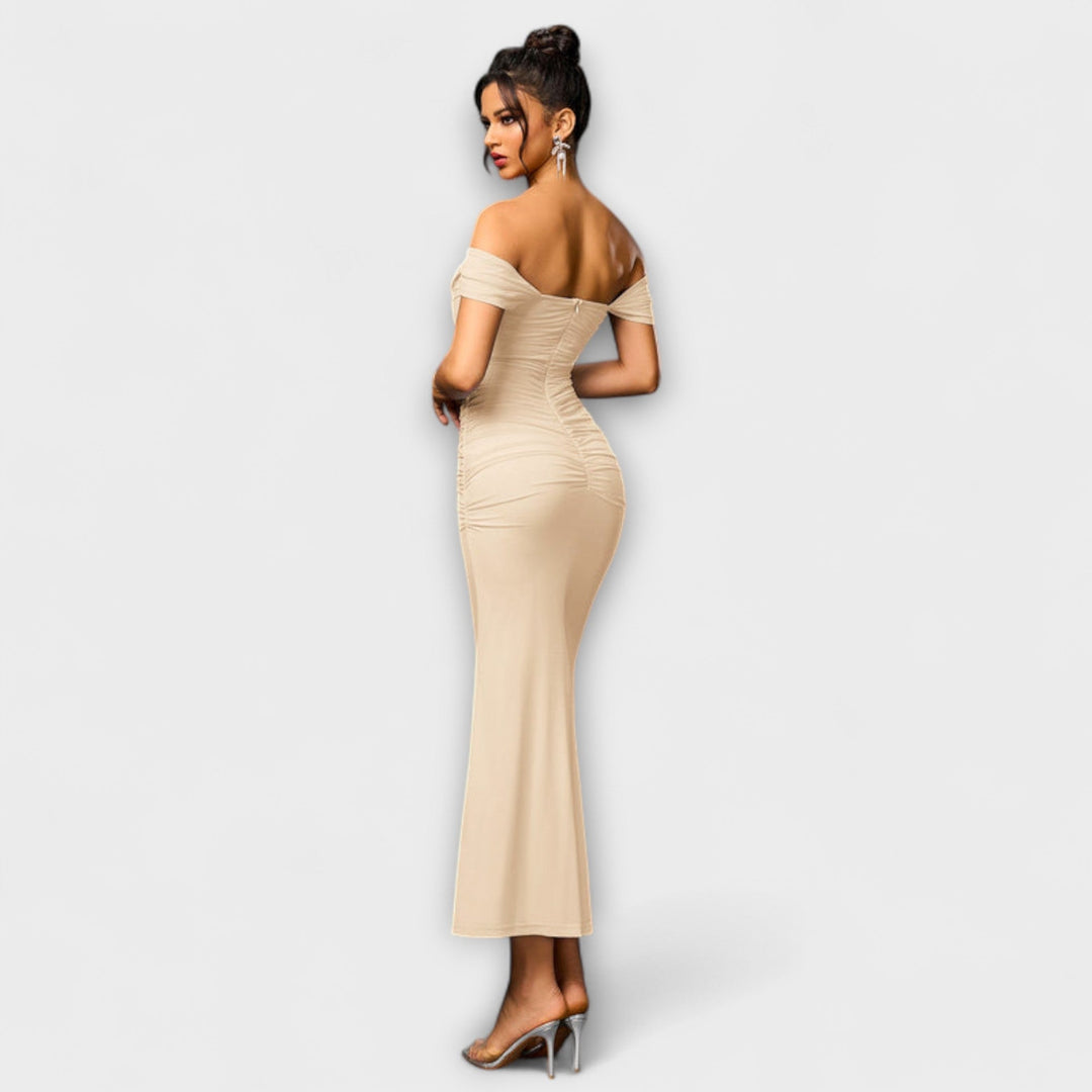 Helene - Brun Bar Shoulder Tettsittende Kjole