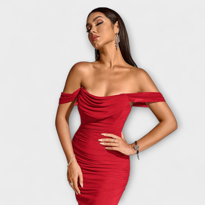 Helene - Brun Bar Shoulder Tettsittende Kjole