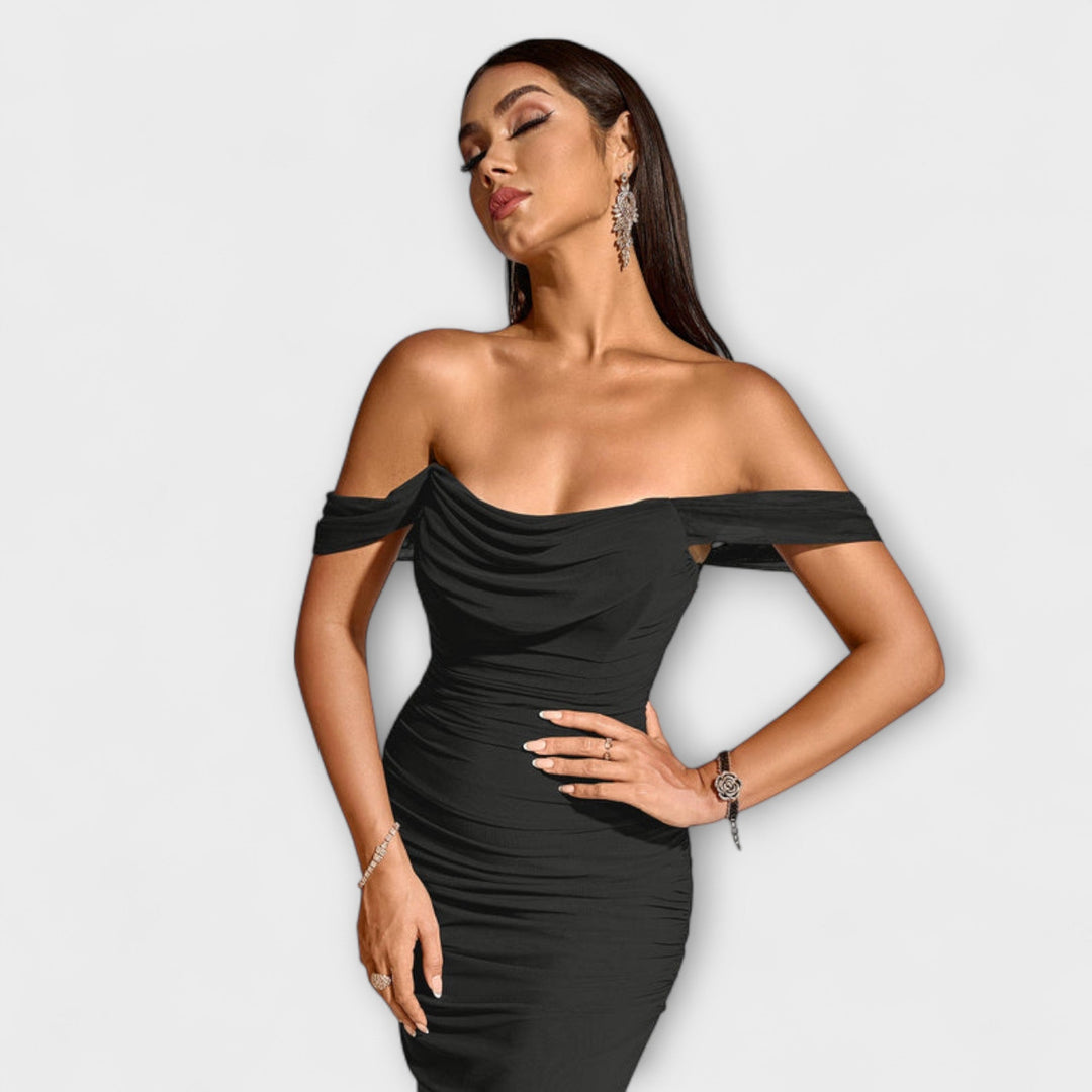 Helene - Brun Bar Shoulder Tettsittende Kjole