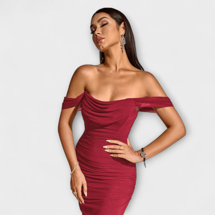 Helene - Brun Bar Shoulder Tettsittende Kjole