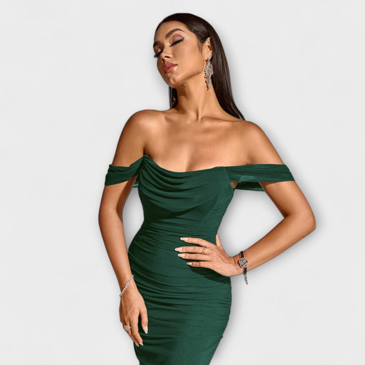 Helene - Brun Bar Shoulder Tettsittende Kjole