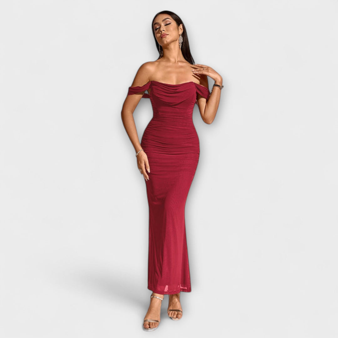 Helene - Brun Bar Shoulder Tettsittende Kjole