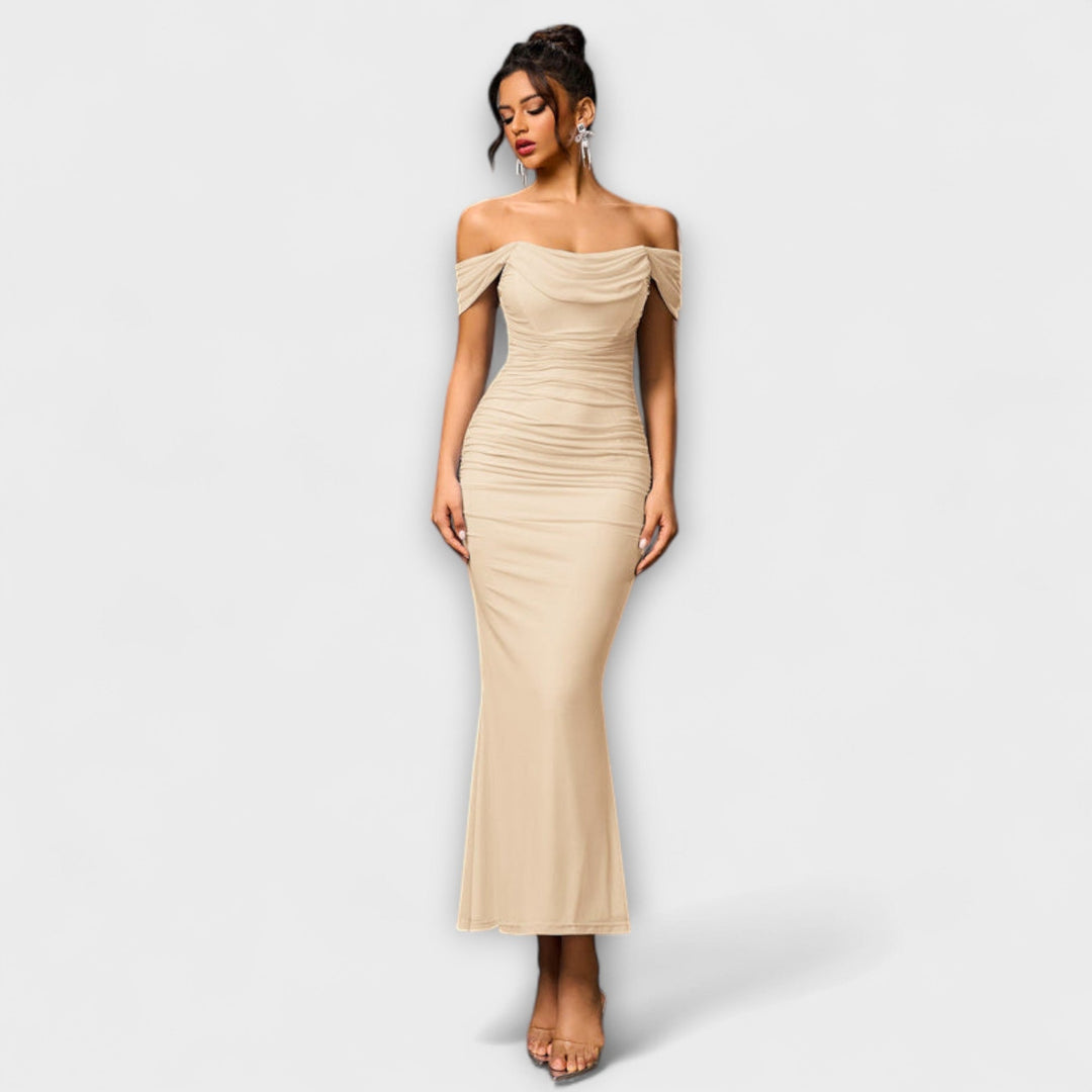 Helene - Brun Bar Shoulder Tettsittende Kjole