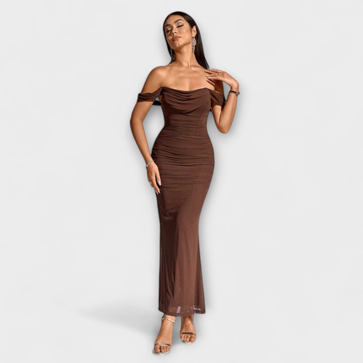 Helene - Brun Bar Shoulder Tettsittende Kjole