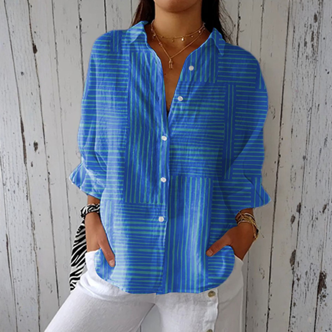 Anne - Blåstripete moderne bluse
