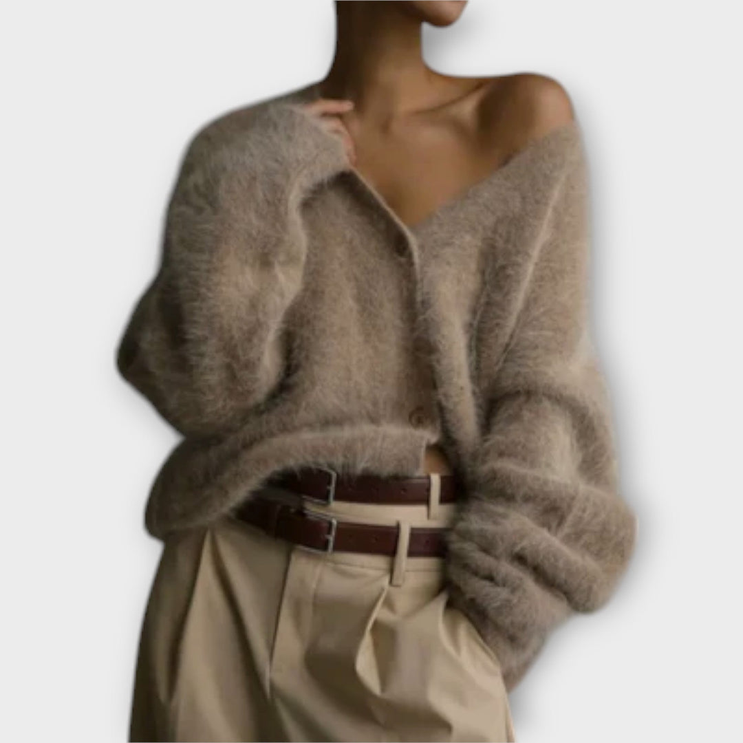 Guro - Beige elegant fluffy cardigan