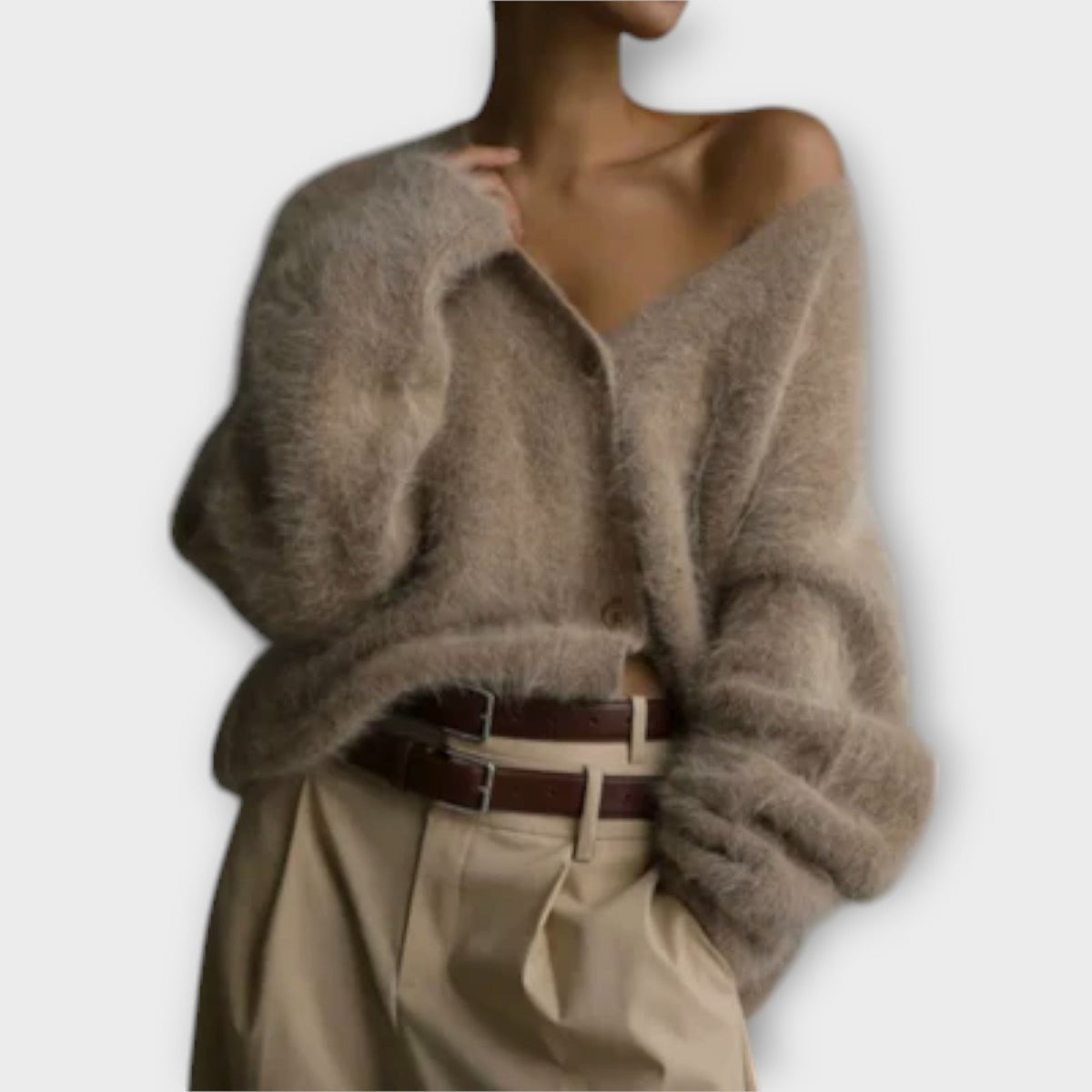 Guro - Beige elegant lodden cardigan