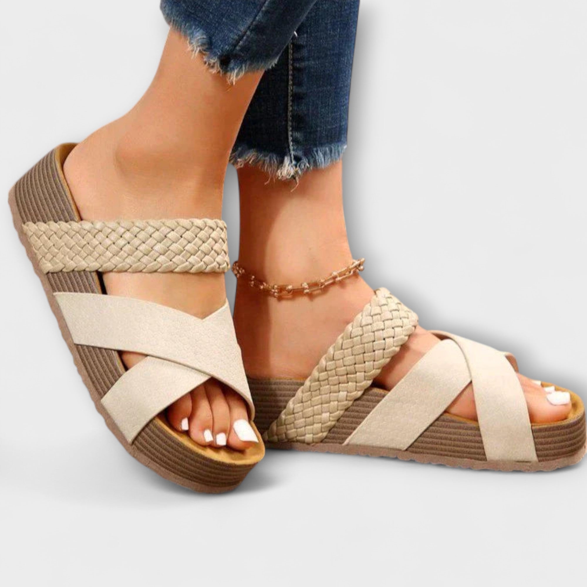 Inger - Flettet kile-sandaler