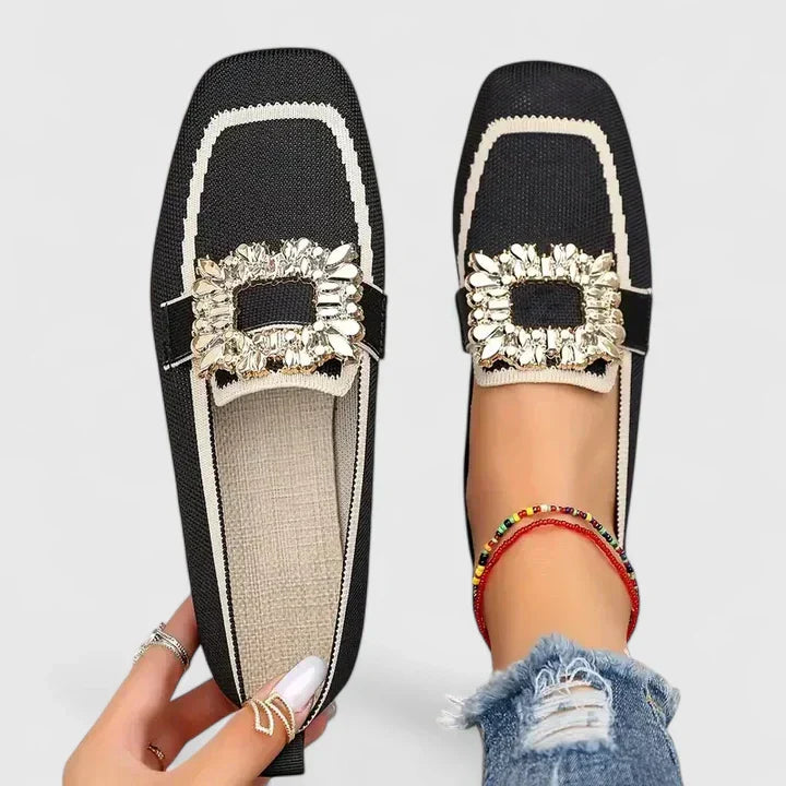 Målfrid - Espadrillo-tøffel med smykkespenne