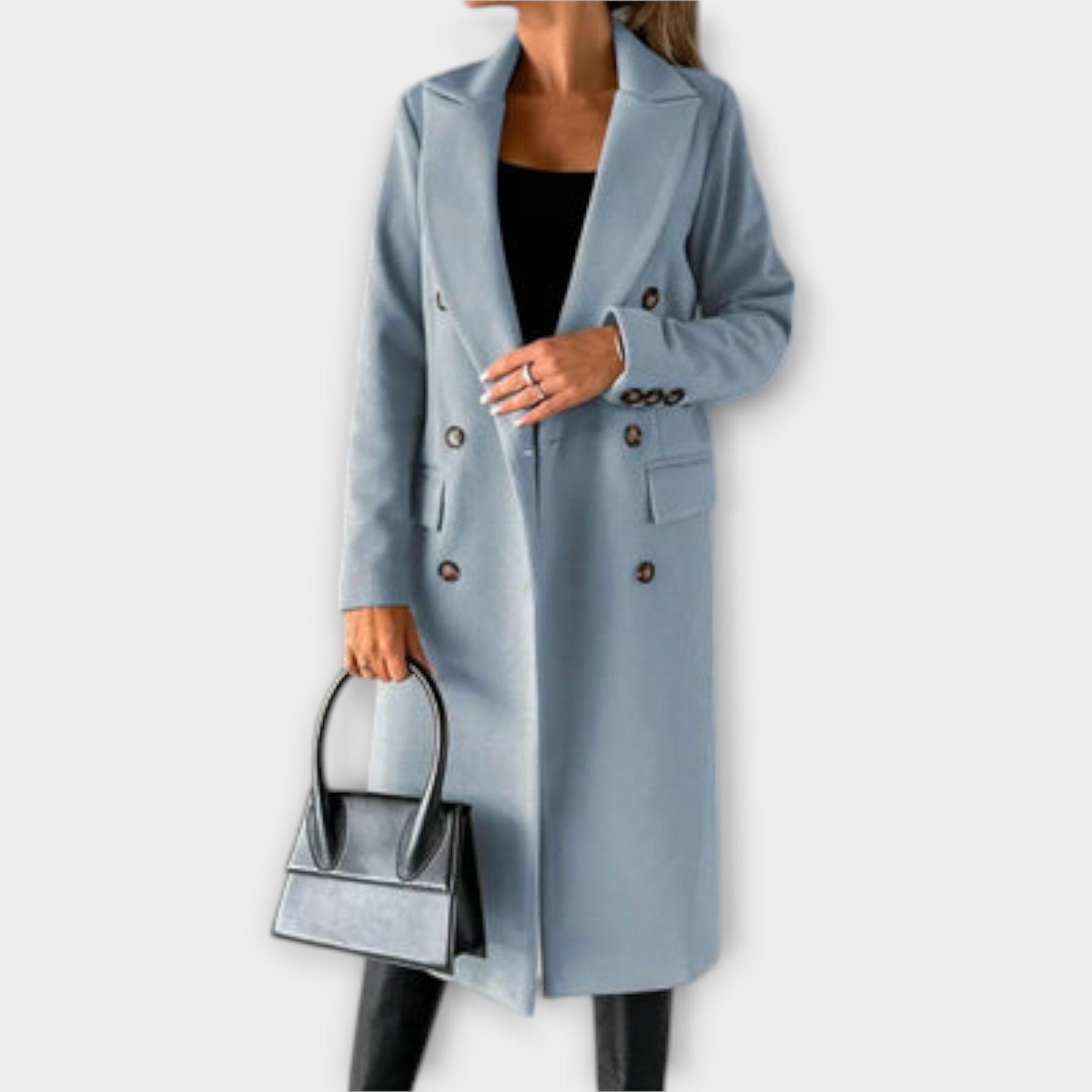 Marit - Himmelblå elegant frakk