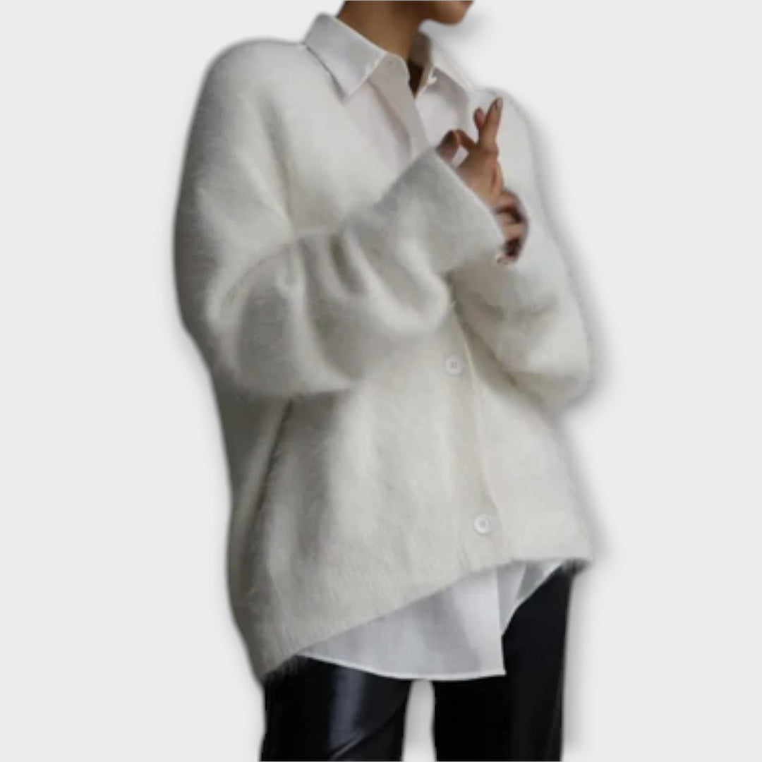 Guro - Beige elegant fluffy cardigan