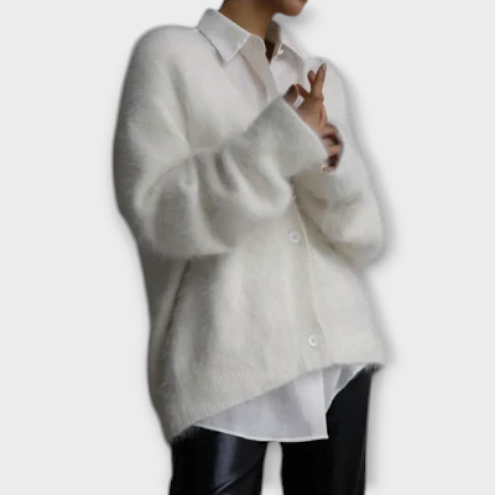 Guro - Beige elegant lodden cardigan