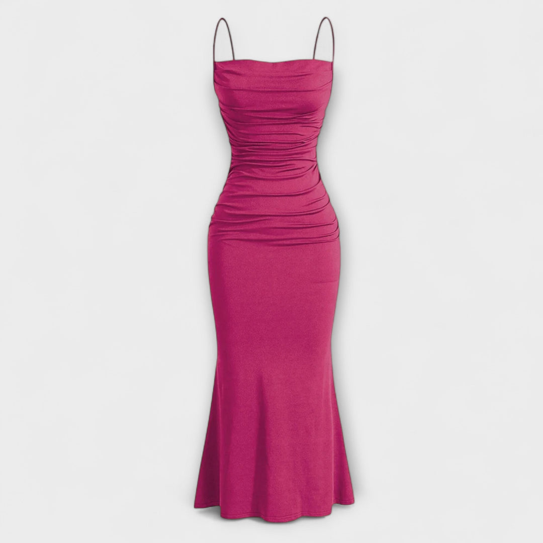 Siglaug - Rosa elegant festlang kjole