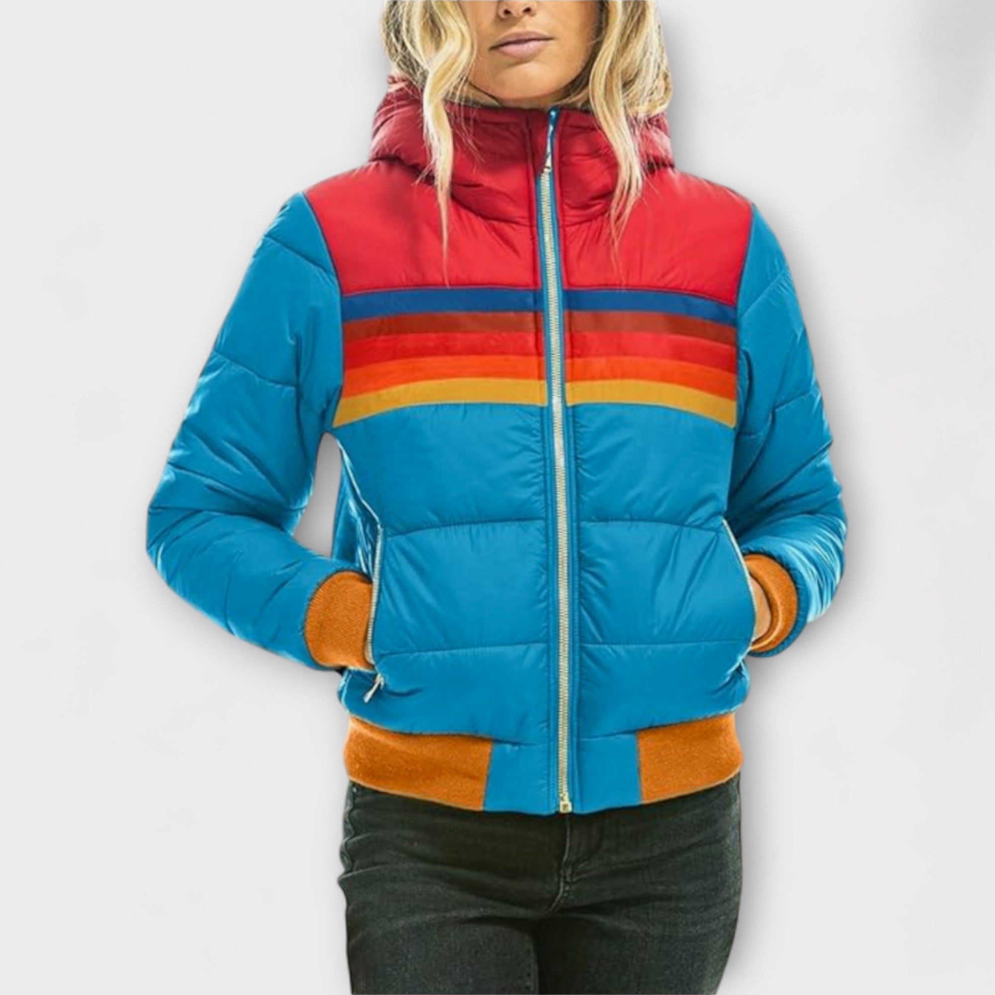 Marte - Fargerik Nostalgisk Parka med kunstpelshette