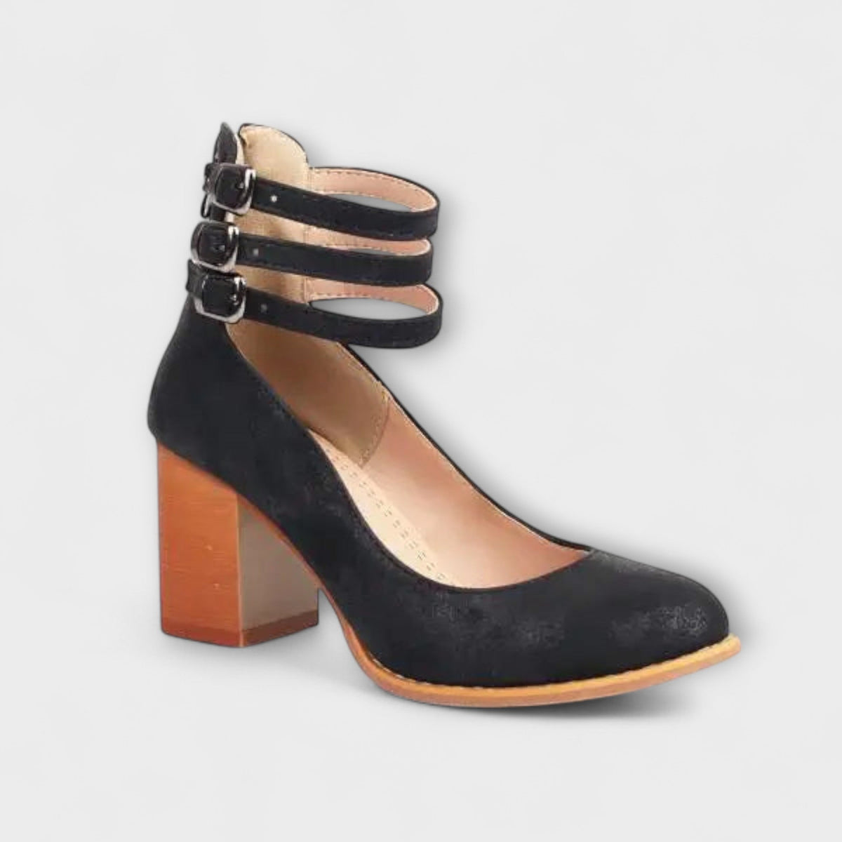 Nina - Røde Pumps med remmer