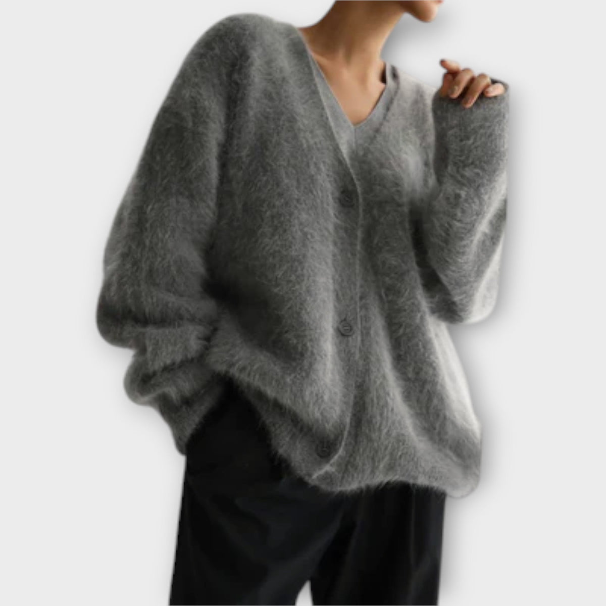 Guro - Beige elegant lodden cardigan
