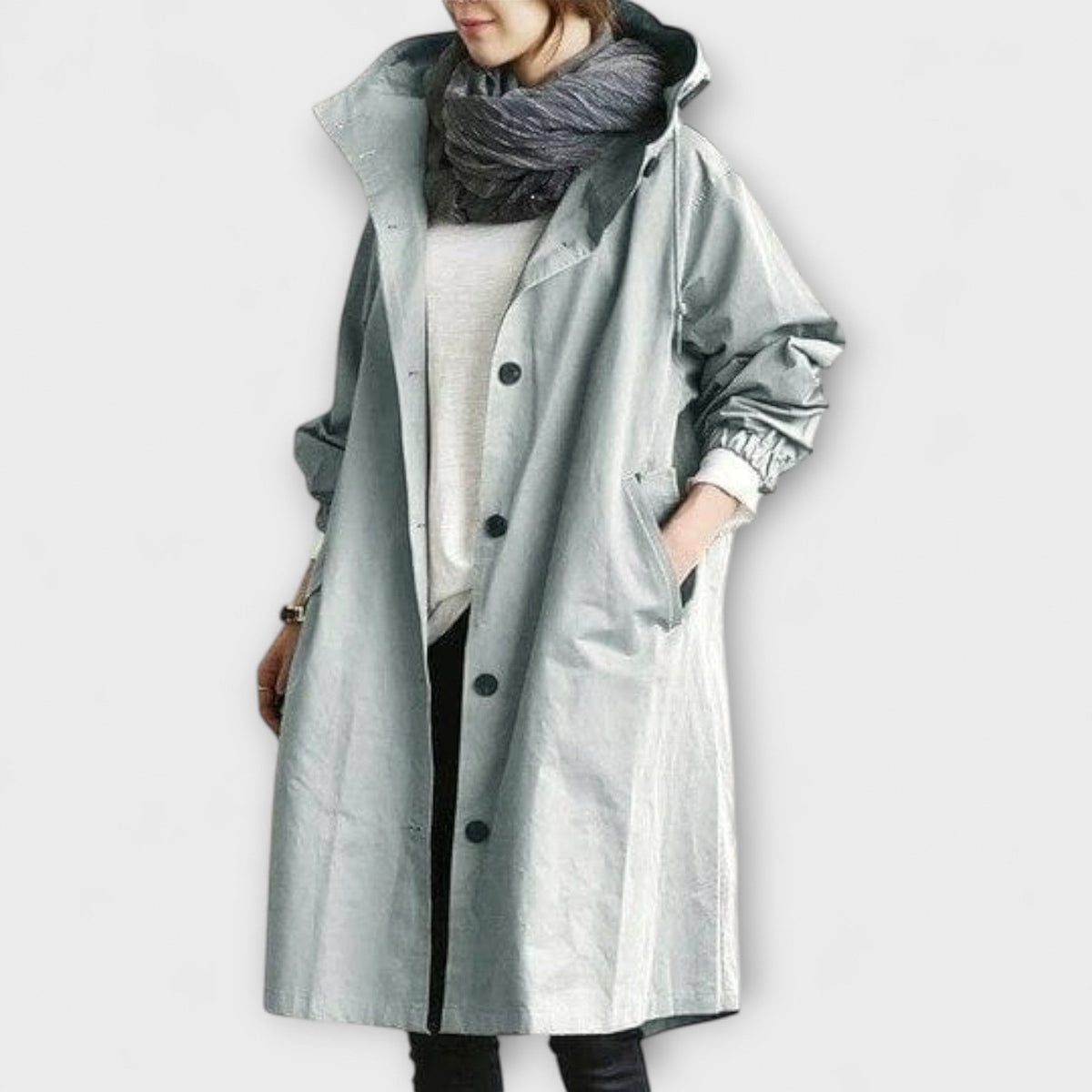 Astrid - Grå elegant trenchcoat