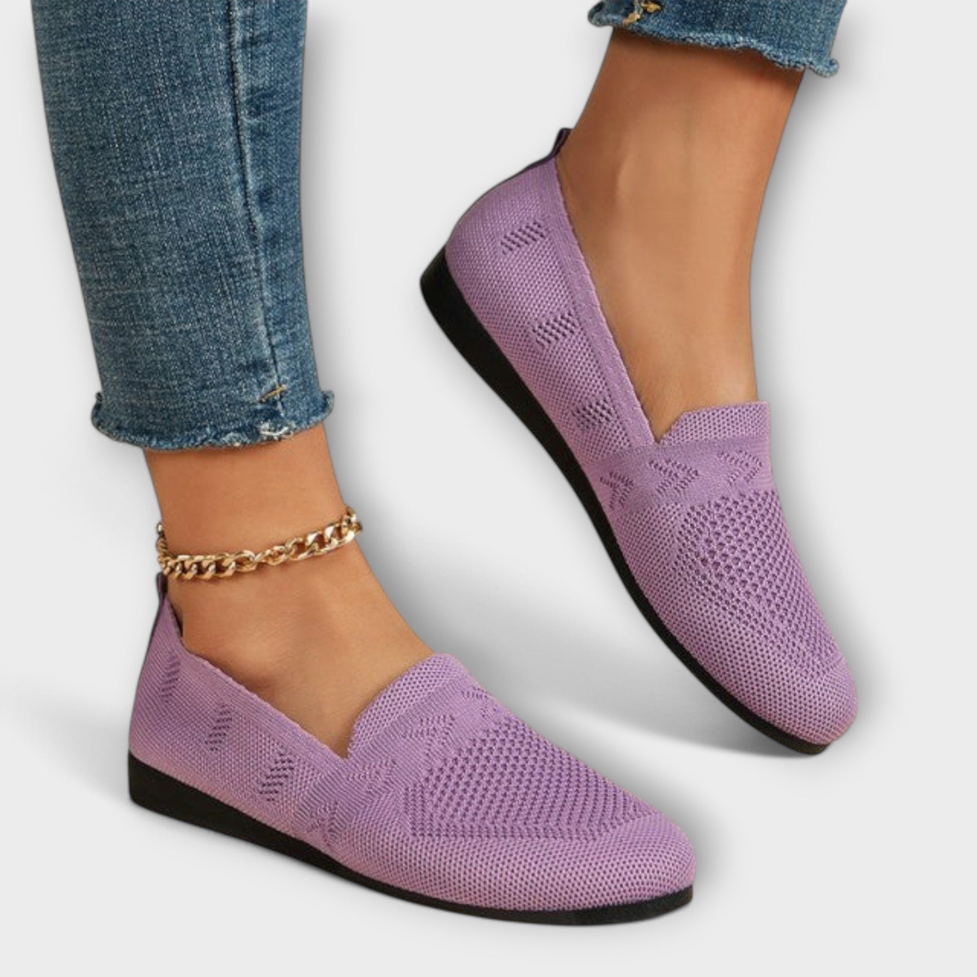 Andrea - Lyseblå Strikk-Loafer