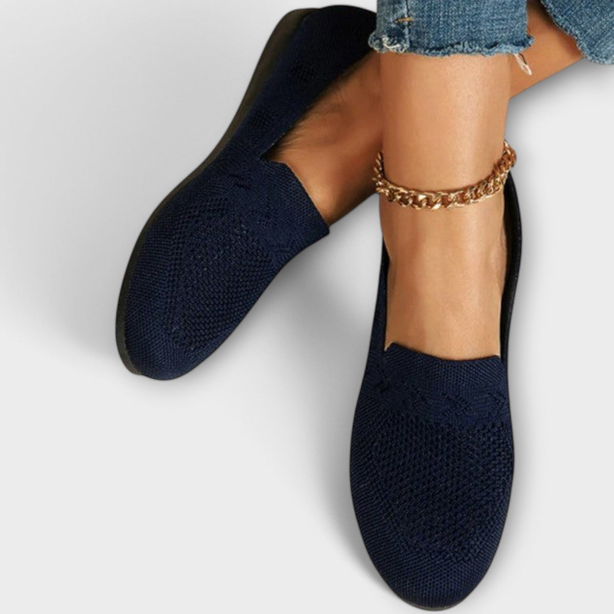 Andrea - Lyseblå Strikk-Loafer