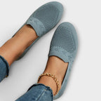 Andrea - Lyseblå Strikk-Loafer