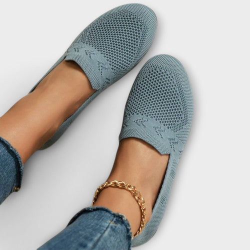 Andrea - Lyseblå Strikk-Loafer