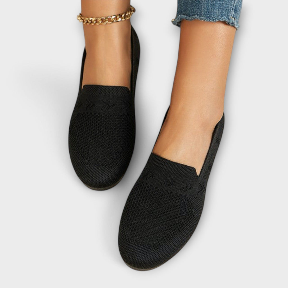 Andrea - Lyseblå Strikk-Loafer