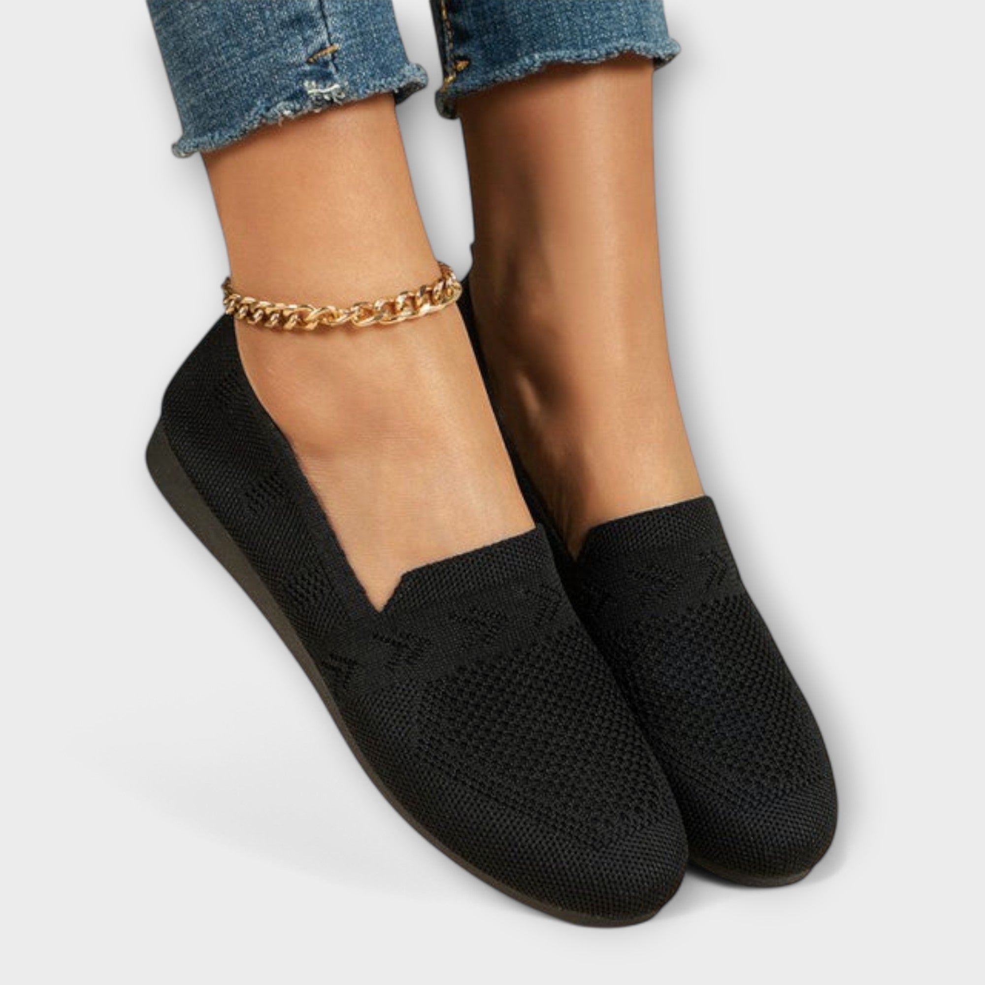 Andrea - Lyseblå Strikk-Loafer