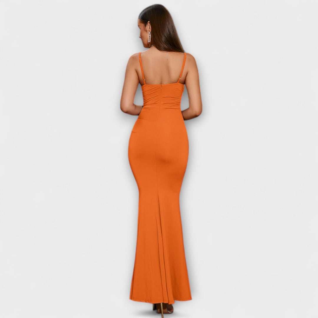 Tiril - Beige elegant volangkjole
