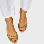 Wenche - Gyldne Flettede Sandaler