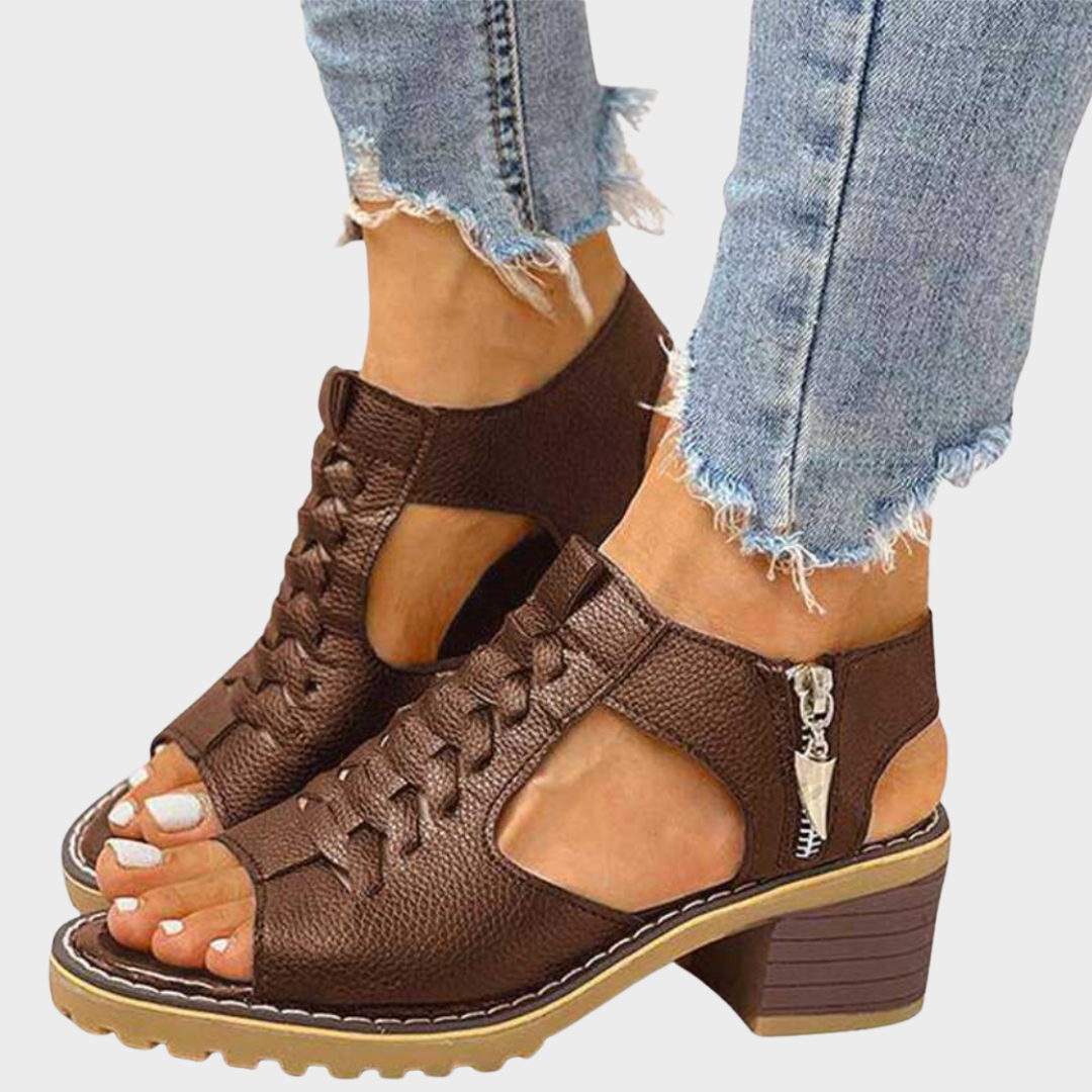 Bjørg - Elegante sandaler med åpen tå og blokkhæl