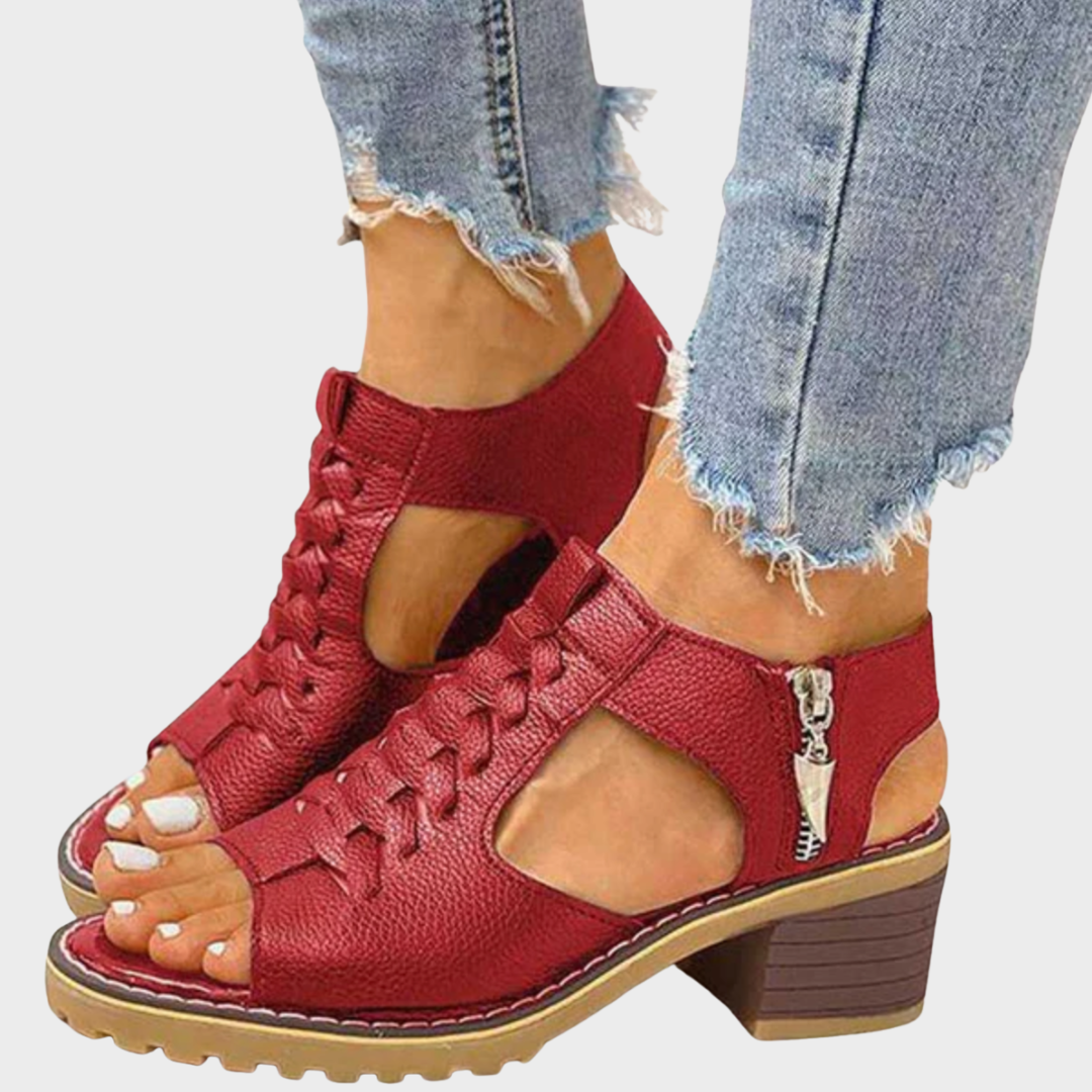 Bjørg - Elegante sandaler med åpen tå og blokkhæl
