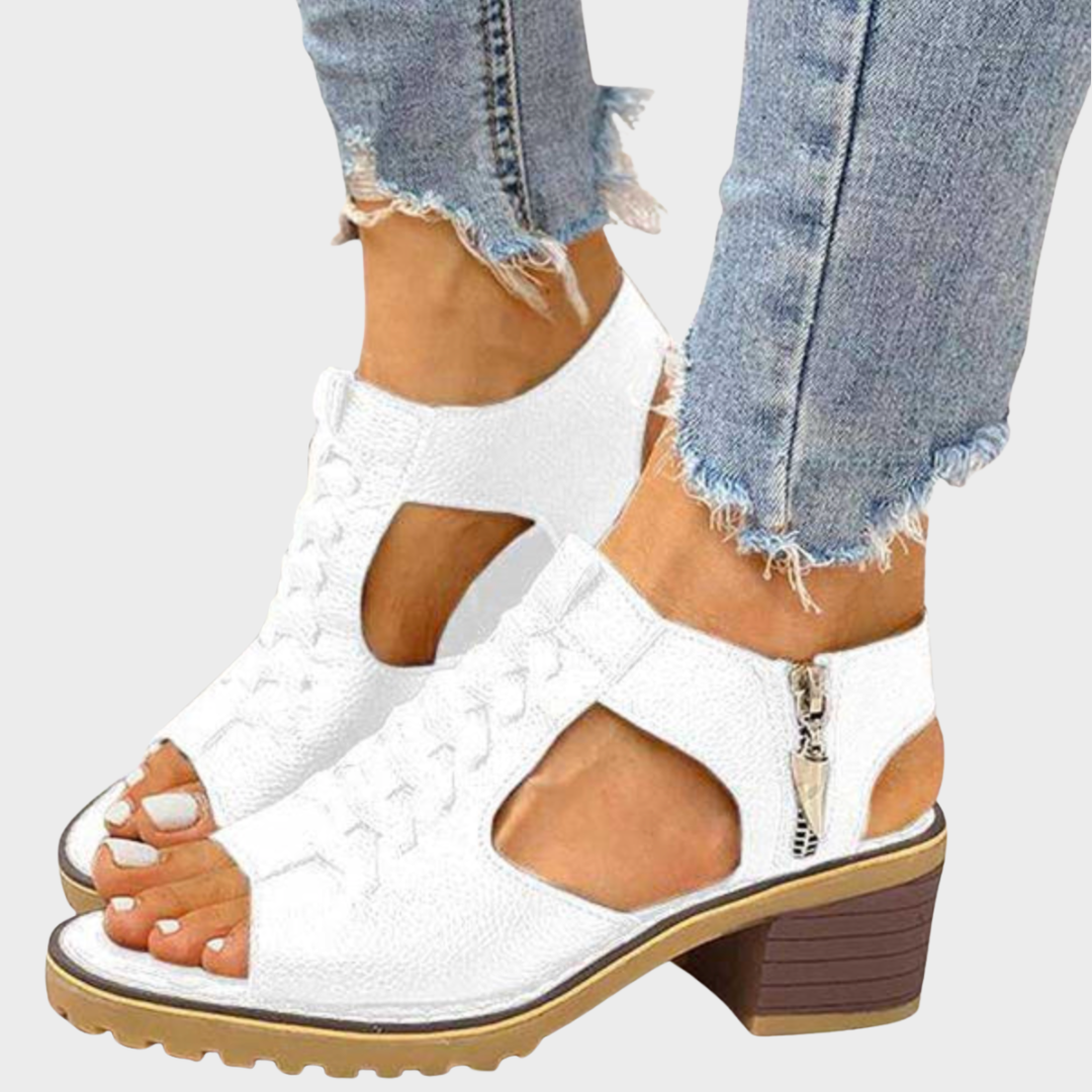 Bjørg - Elegante sandaler med åpen tå og blokkhæl