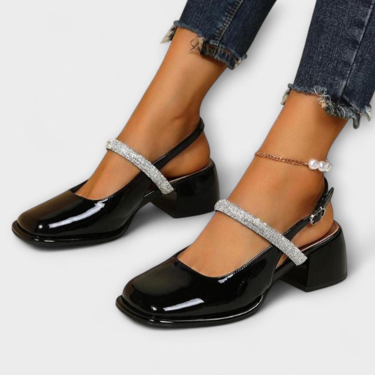 Hanne - Mary Janes med glitrende rem