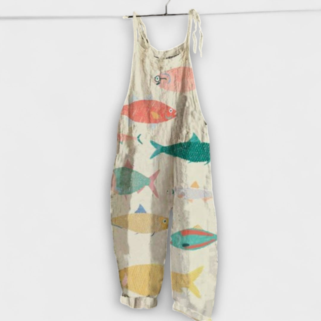 Dordi - Beige smekke-/selebukse med fiskemotiv