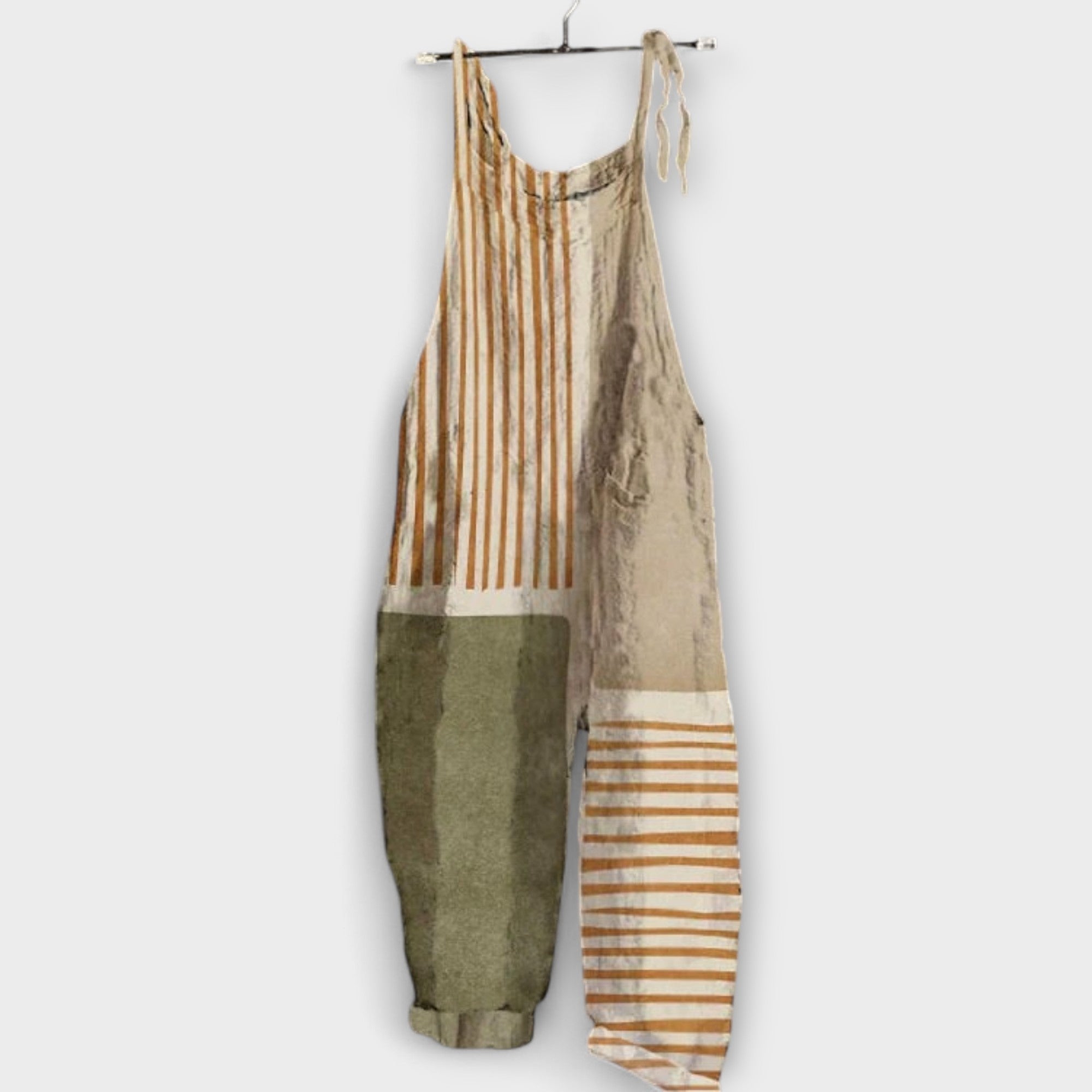 Fride - Beige selebukse med stripemønster