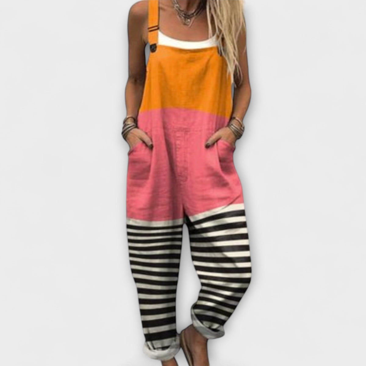Kjersti - Selebukse med fargeblokker og striper