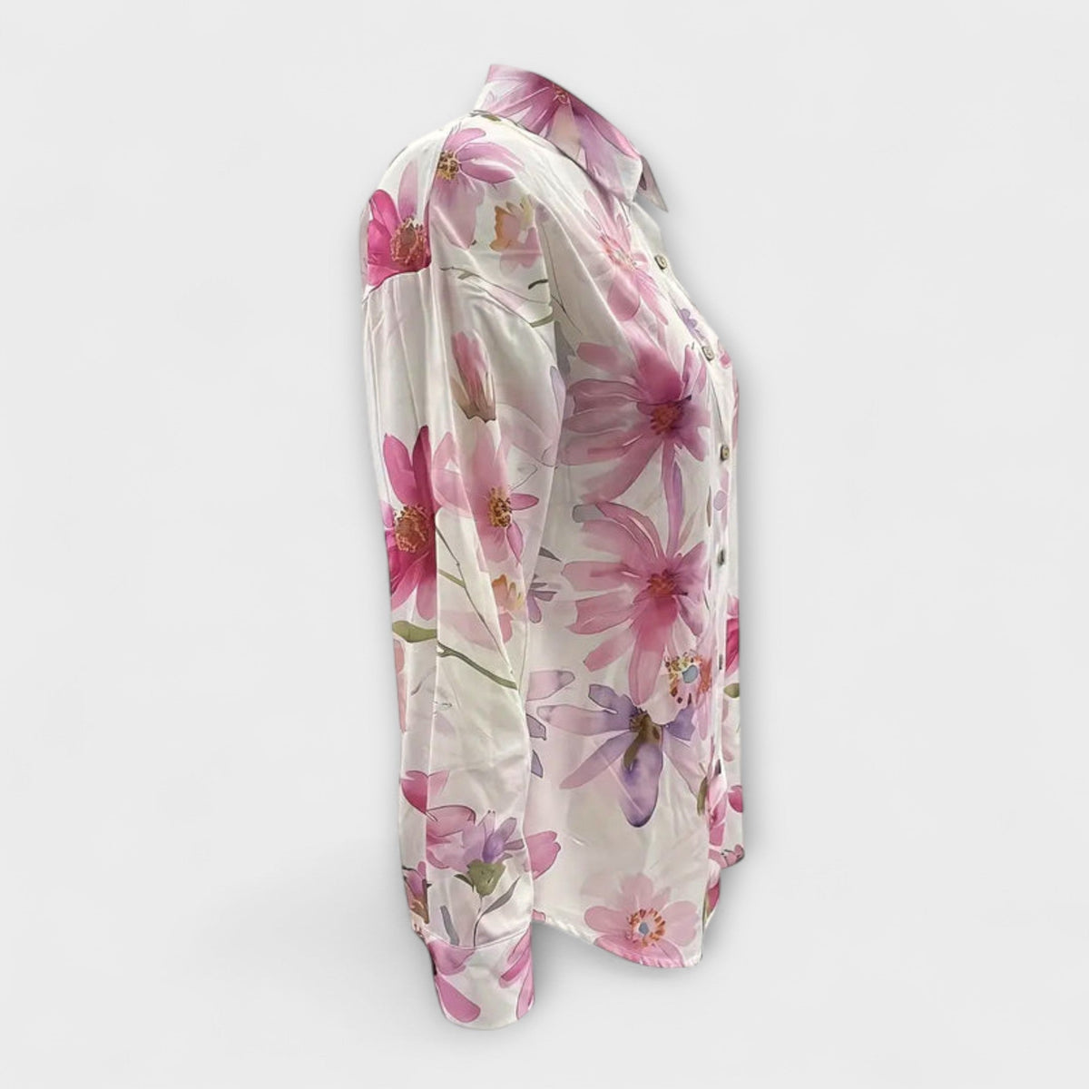 Anne - Hvit bluse med sommerblomster