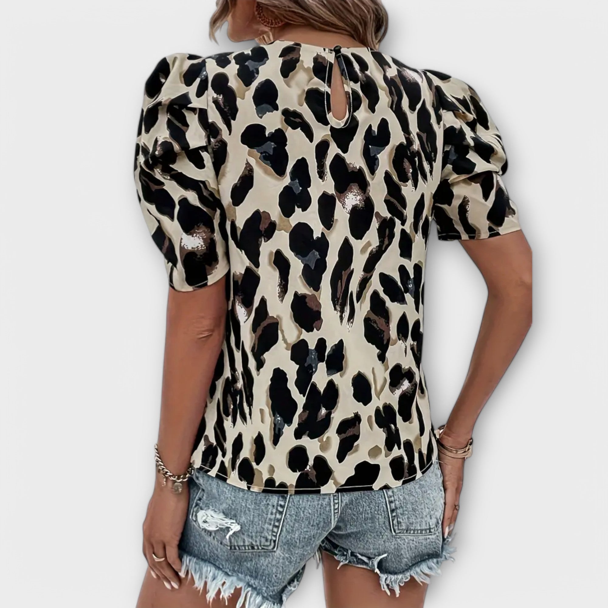 Cathrine - Bluse med leopardmønster