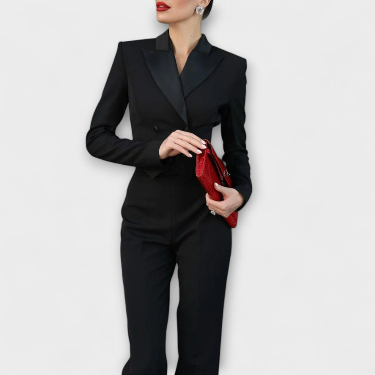 Tone - Svart Blazer-sett med Perledetalj