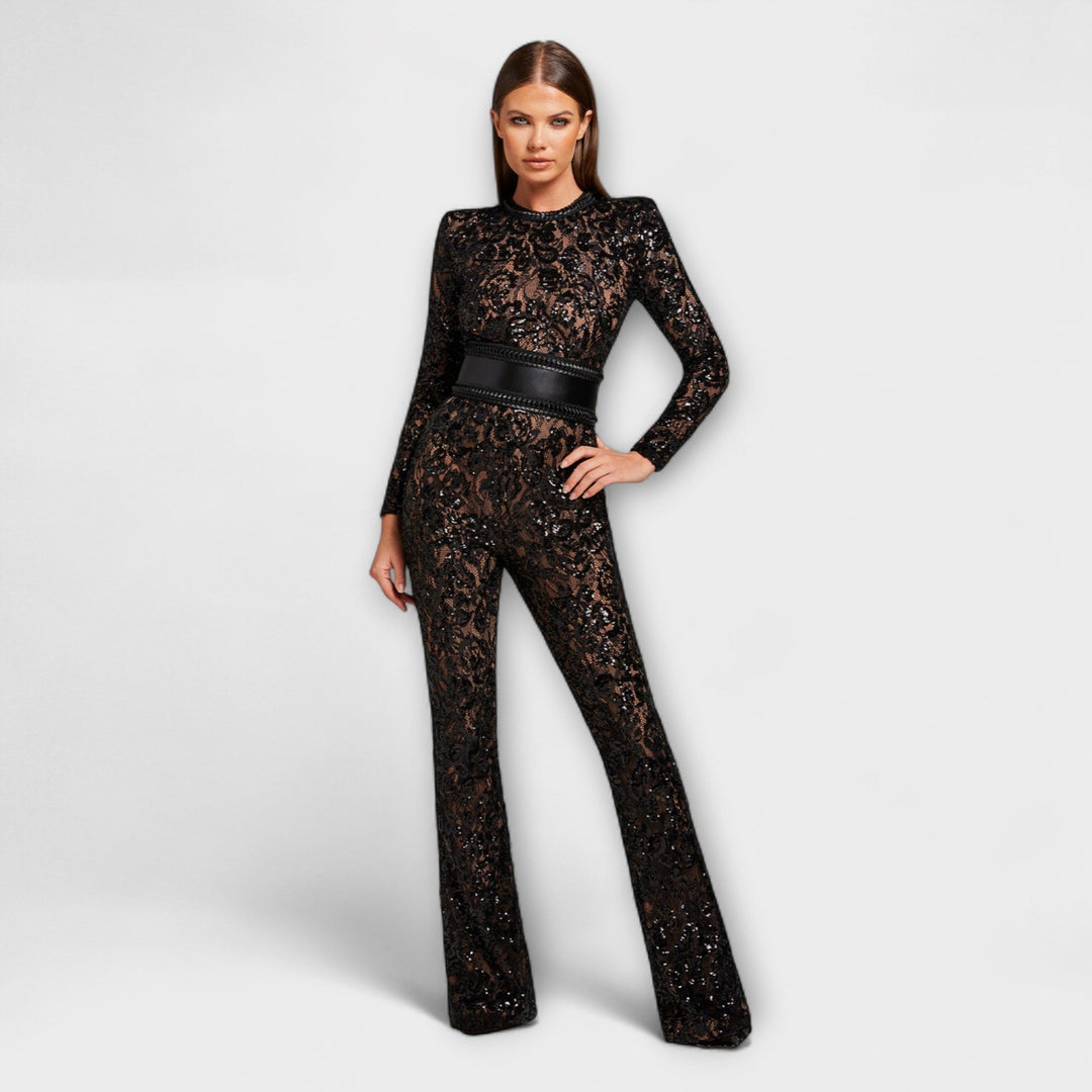 Heidi - Hvit blonde-jumpsuit med korsett