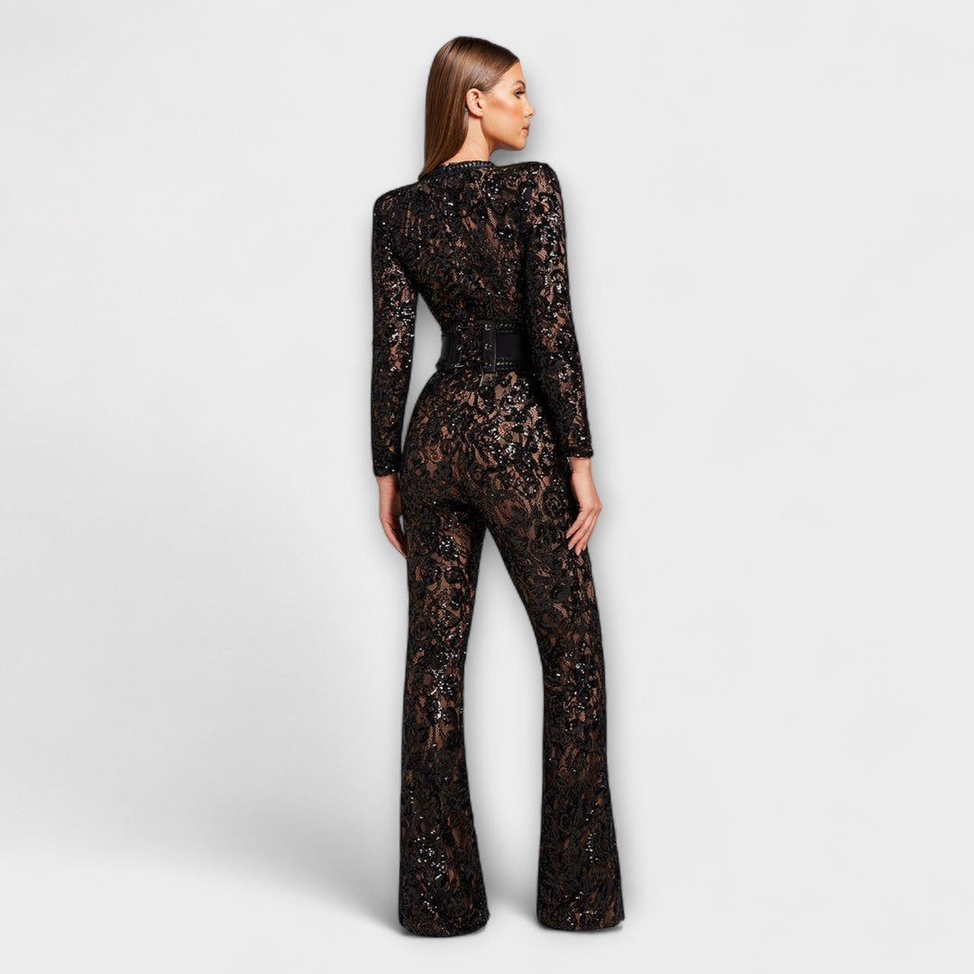 Heidi - Hvit blonde-jumpsuit med korsett