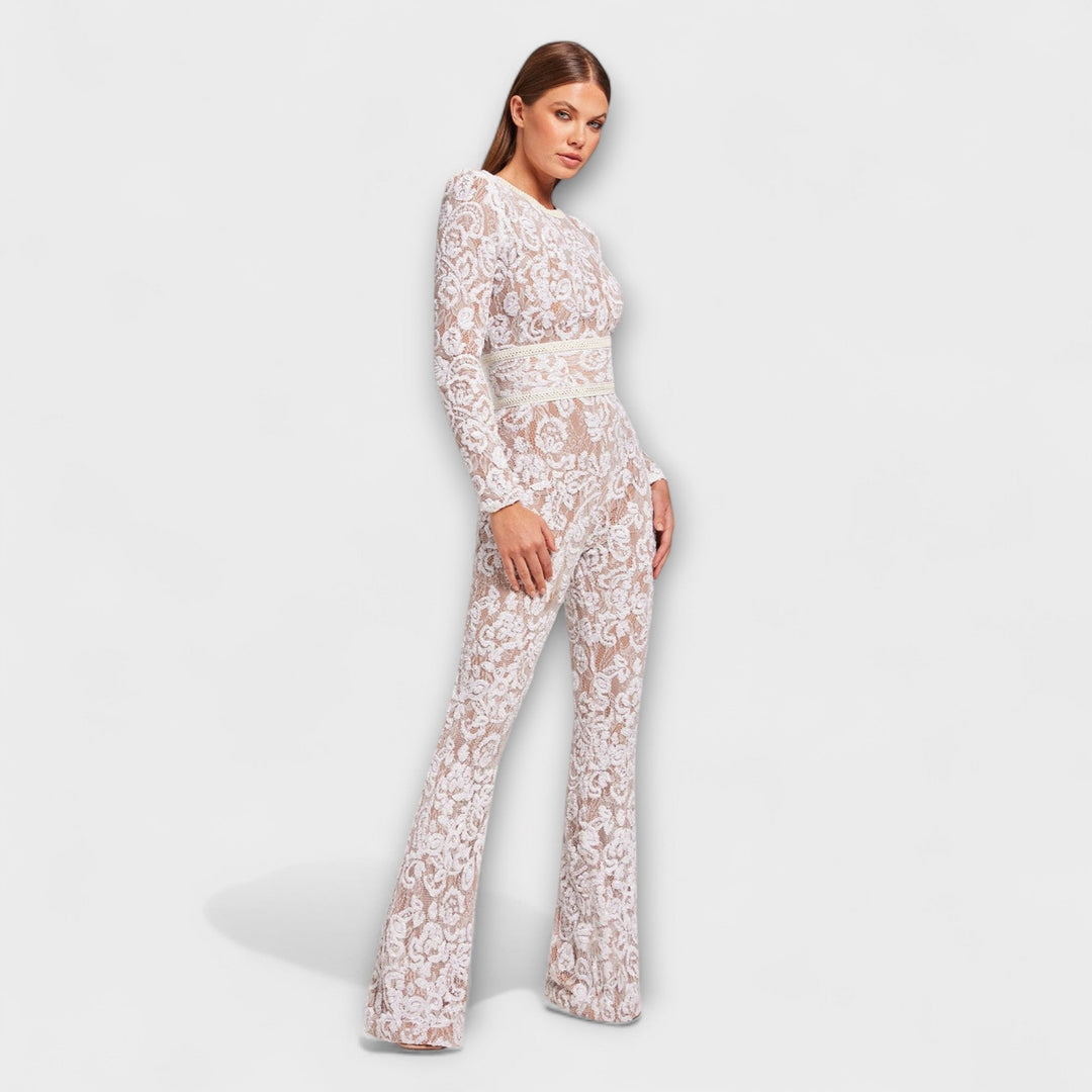 Heidi - Hvit blonde-jumpsuit med korsett