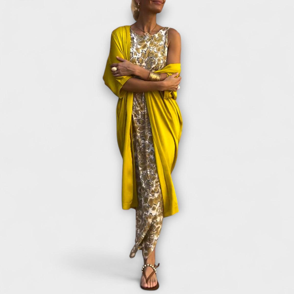 Gudrun - Gult elegant paljettsett