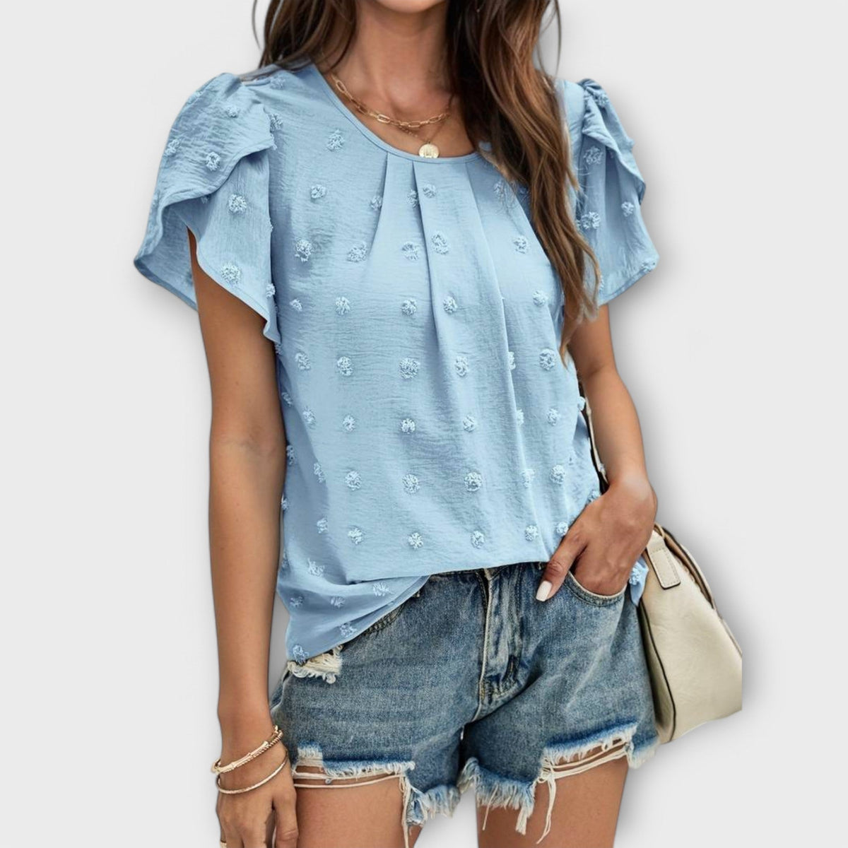 Guro - Bordeauxprikket Bluse