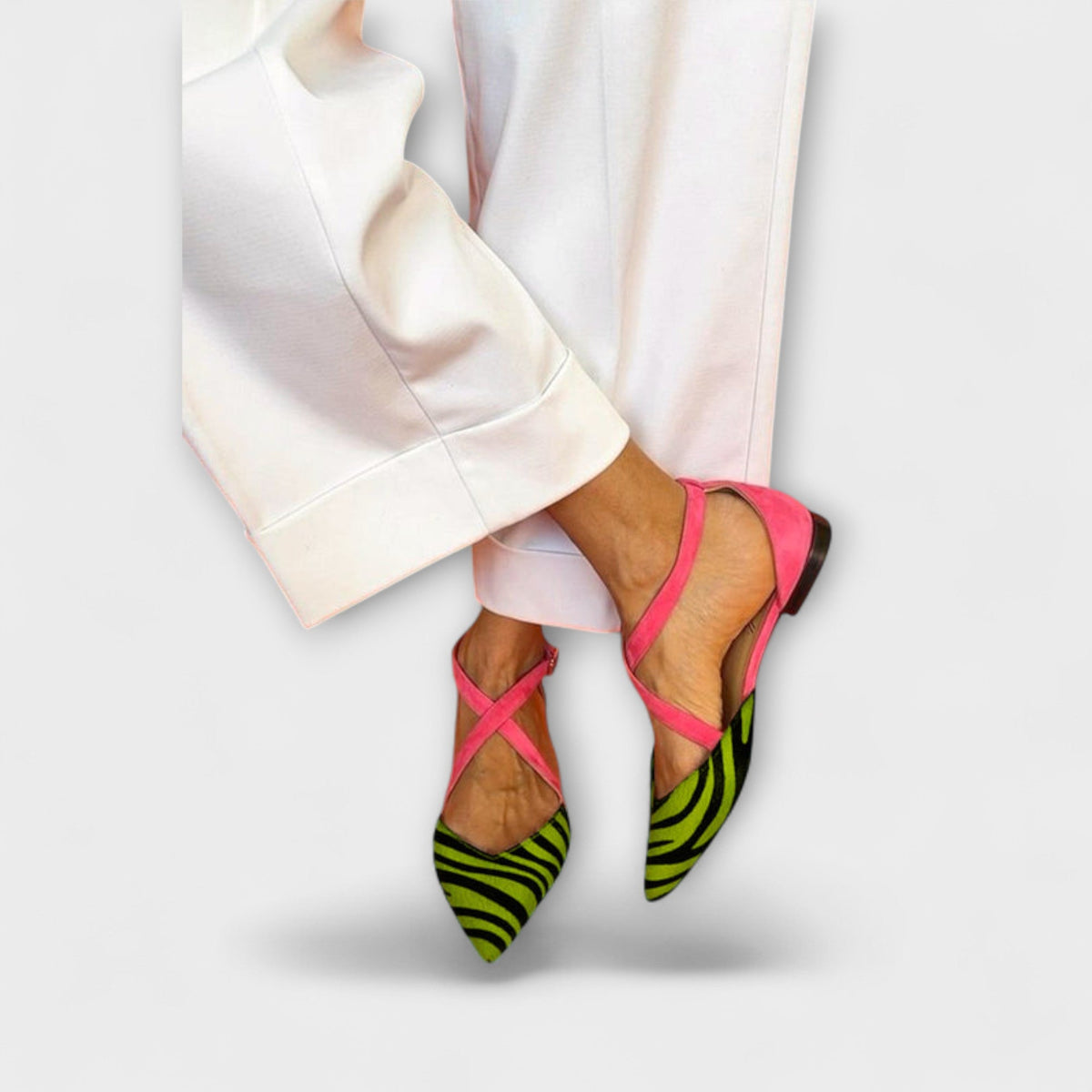 Emma - Zebra-hælrem-pumps i rosa