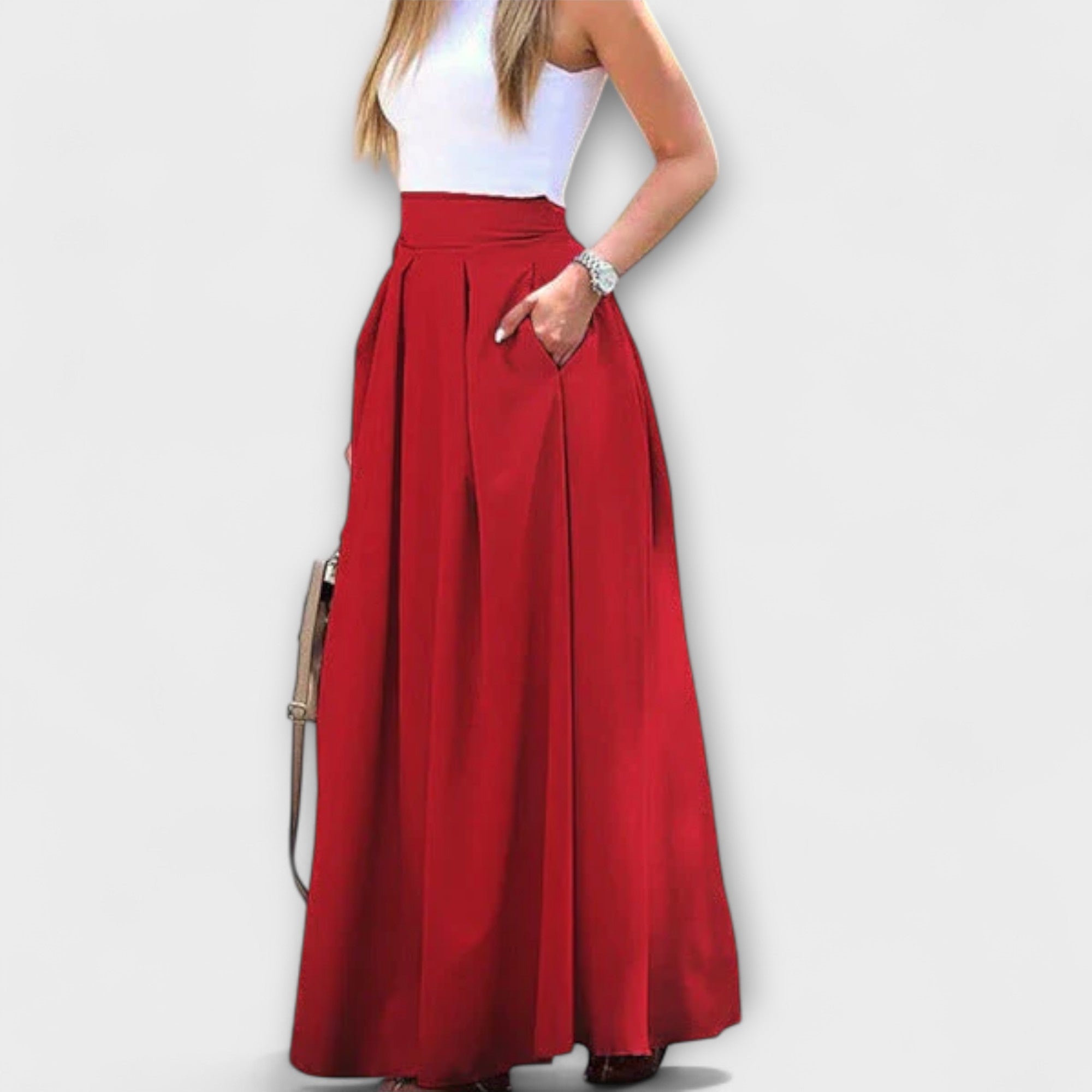 Vilde - Elegant Rødt langt skjørt