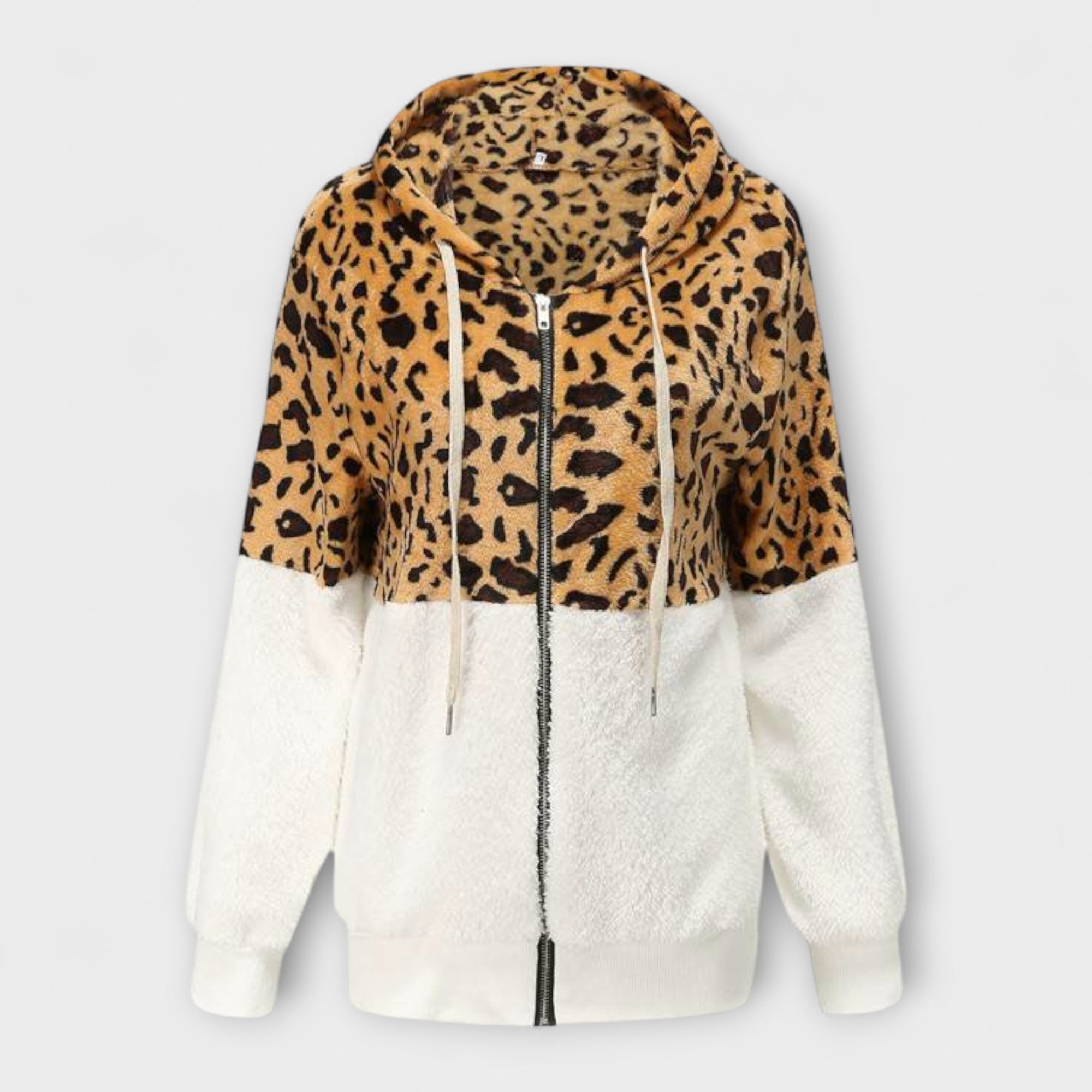 Mathilde - Fleecehettegenser med leopardmønster