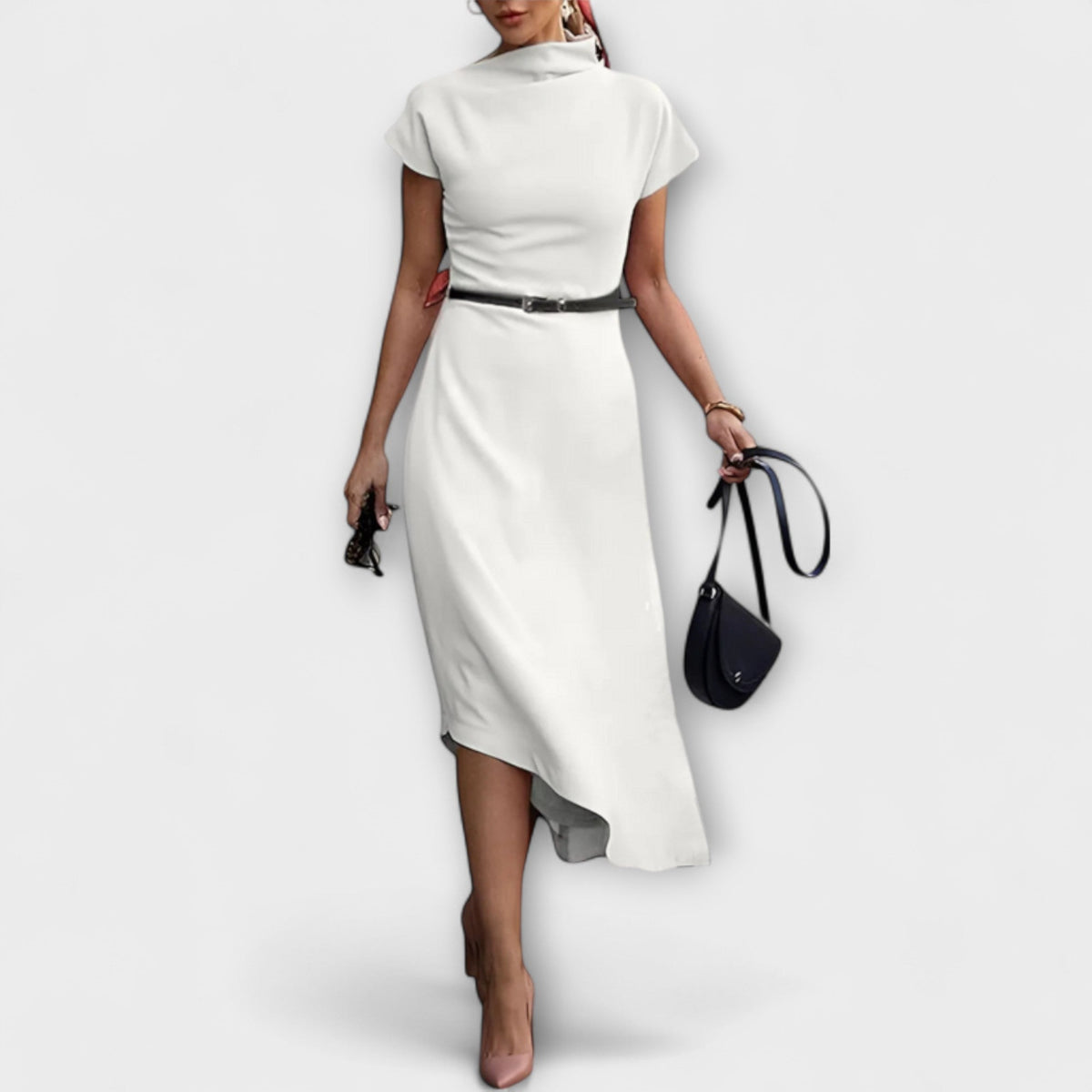 Marte - Hvit asymmetrisk urban kjole