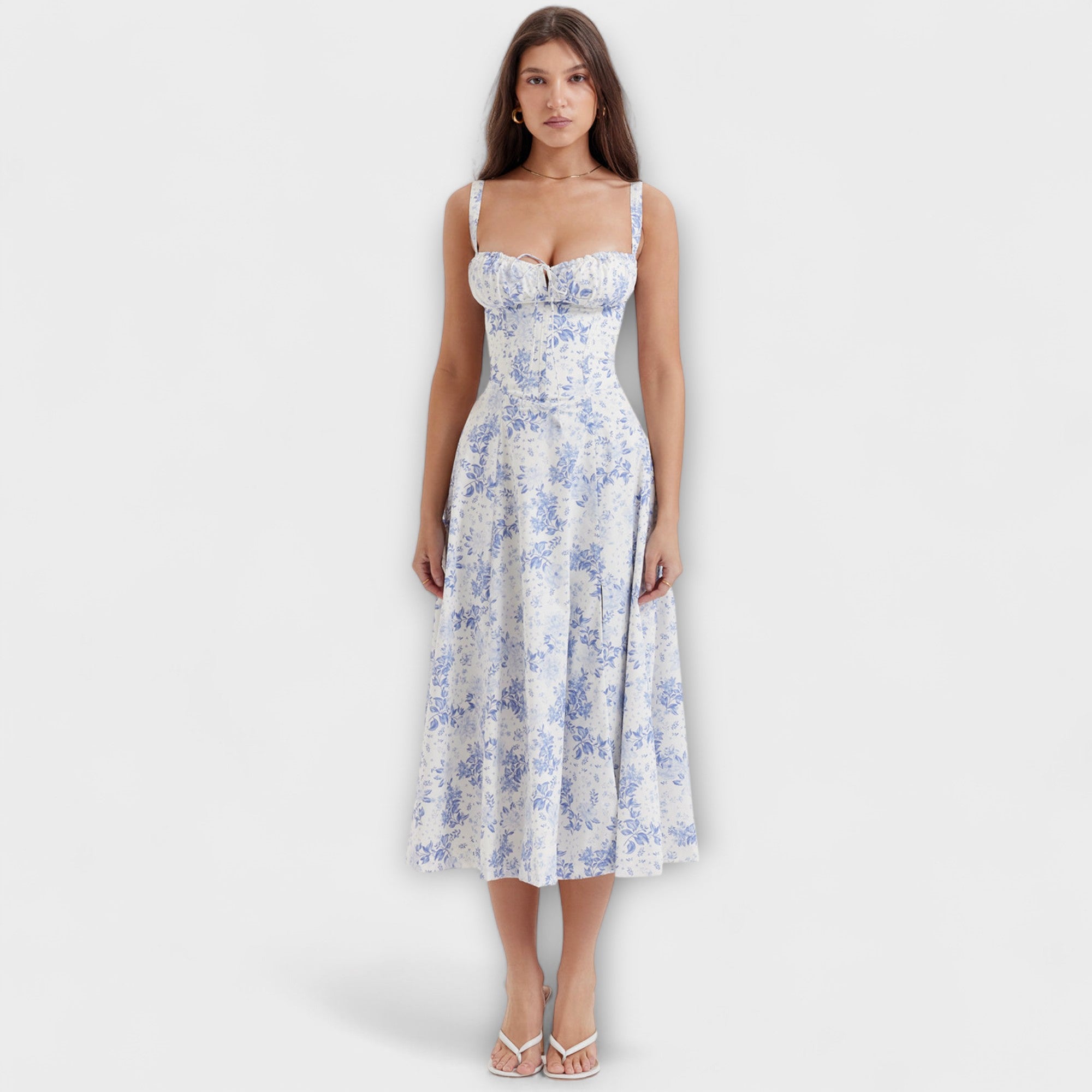 Karen - Figursydd Korsettkjole med Vårblomster